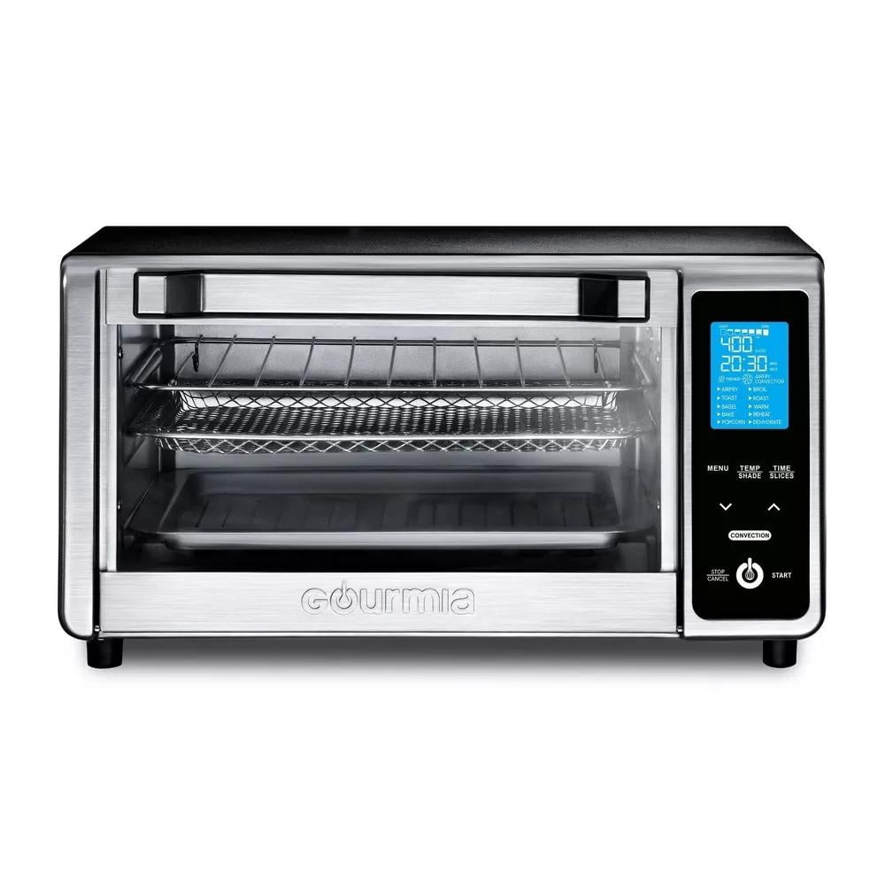 Gourmia Digital 4-Slice Toaster Oven Air Fryer with 11 Cooking Functions Stainless Steel Gray