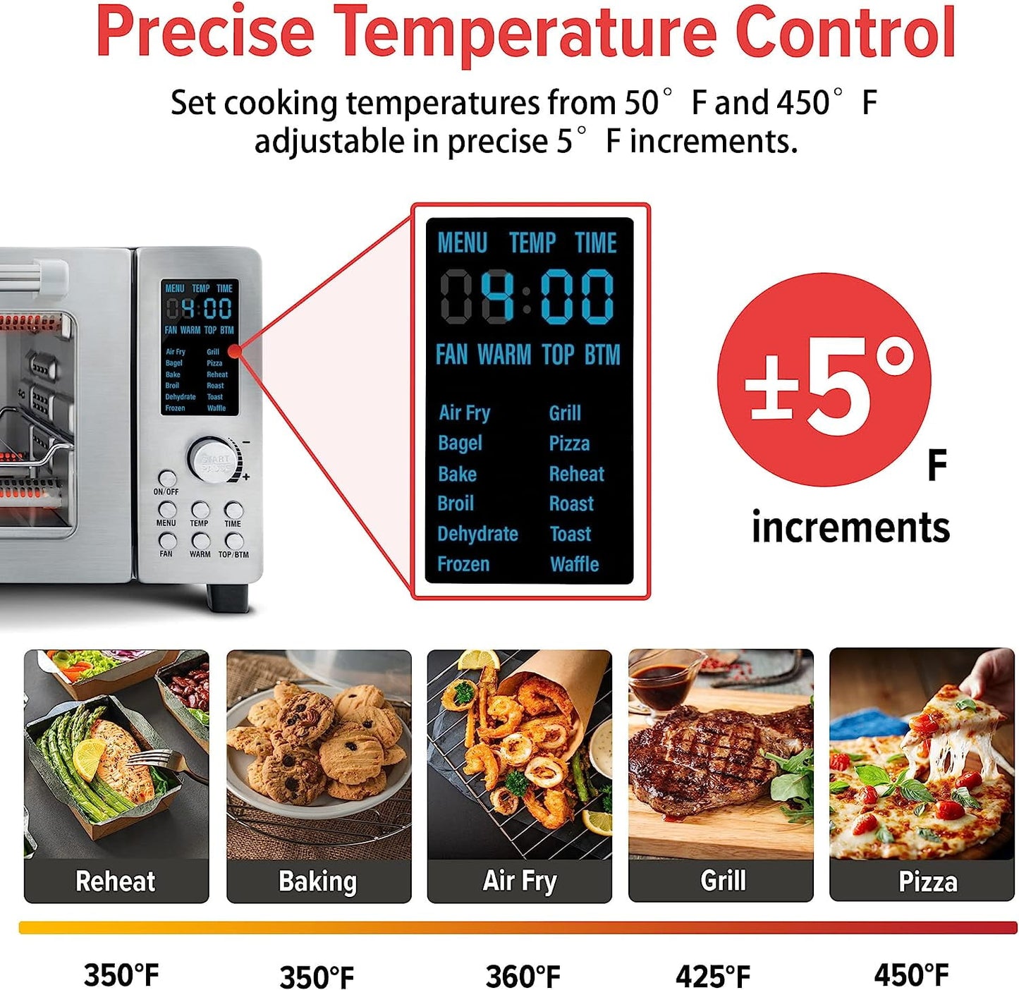 Nuwave Bravo Air Fryer Oven, 21-Qt Capacity 1800 Watts Convection Toaster Smart Oven, Large
