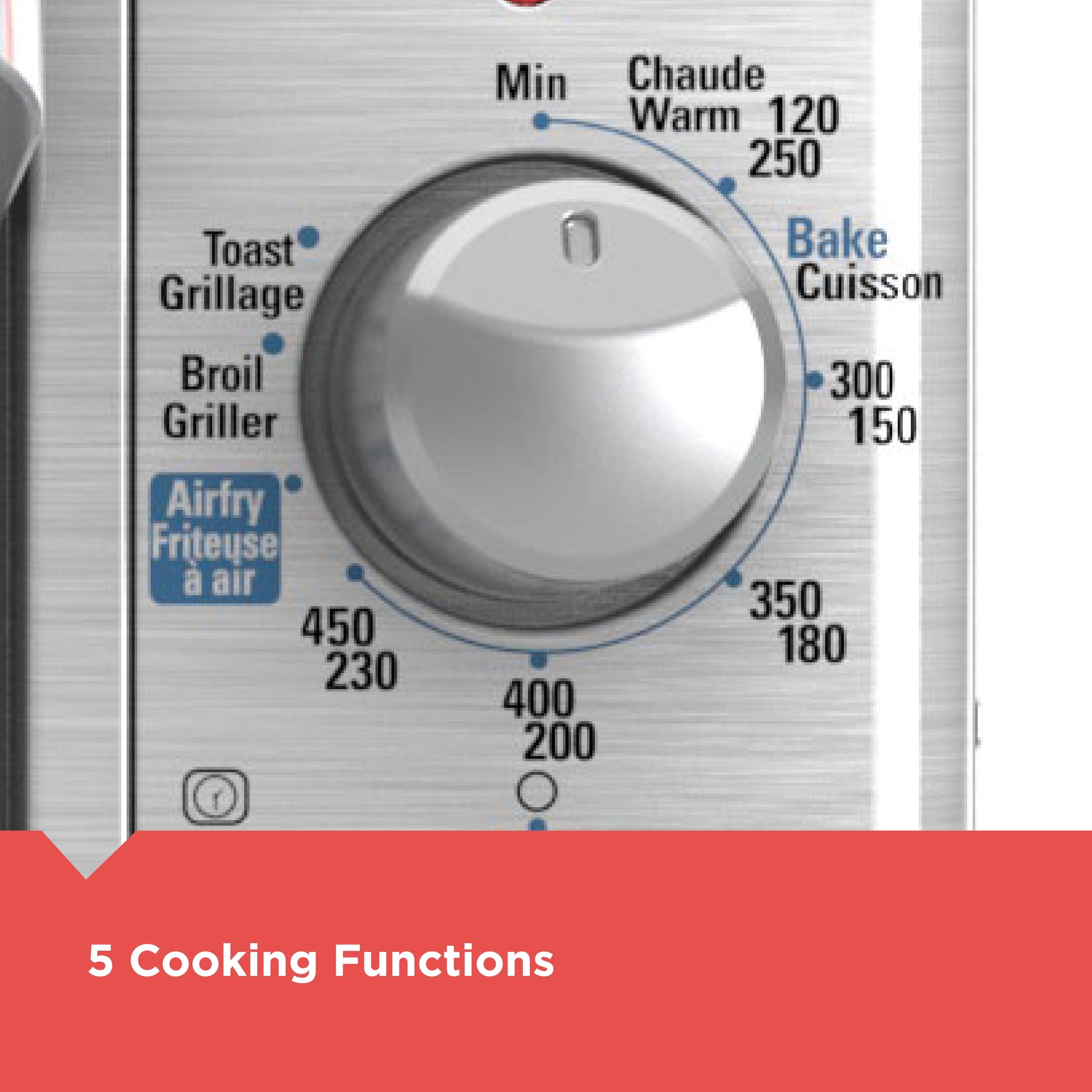 BLACK+DECKER Crisp 'N Bake Air Fry Toaster Oven, 8-Slice, 5 Cooking Functions, 60 Minute Timer, Stainless Steel