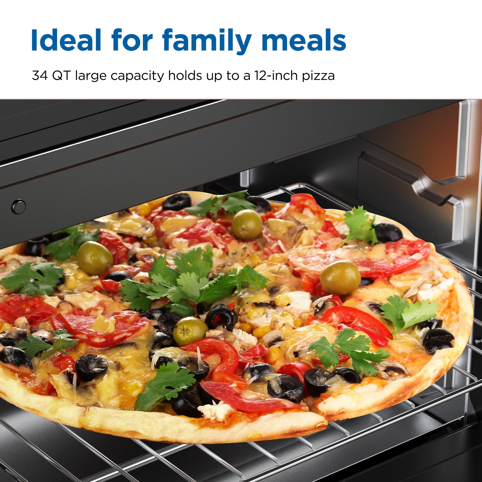 Mainstays XL Toaster Oven, 34QT, 6-Slice Family Size, Black, 1500W, New