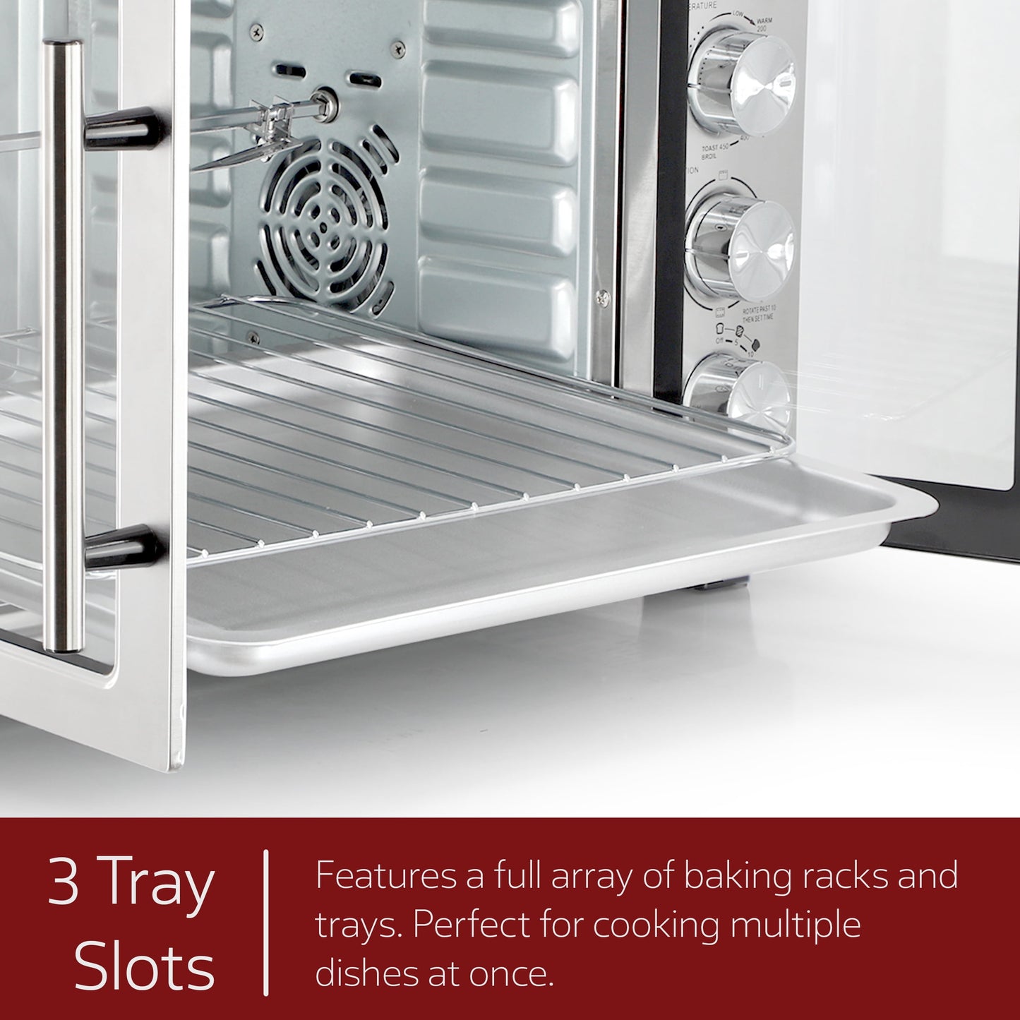 MegaChef 45 Quart Electric French Door Rotisserie Convection Counter Top Oven