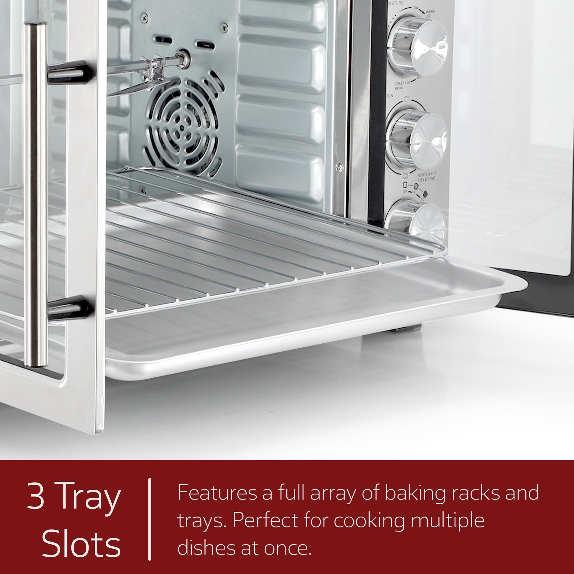 MegaChef 45 Quart Electric French Door Rotisserie Convection Counter Top Oven