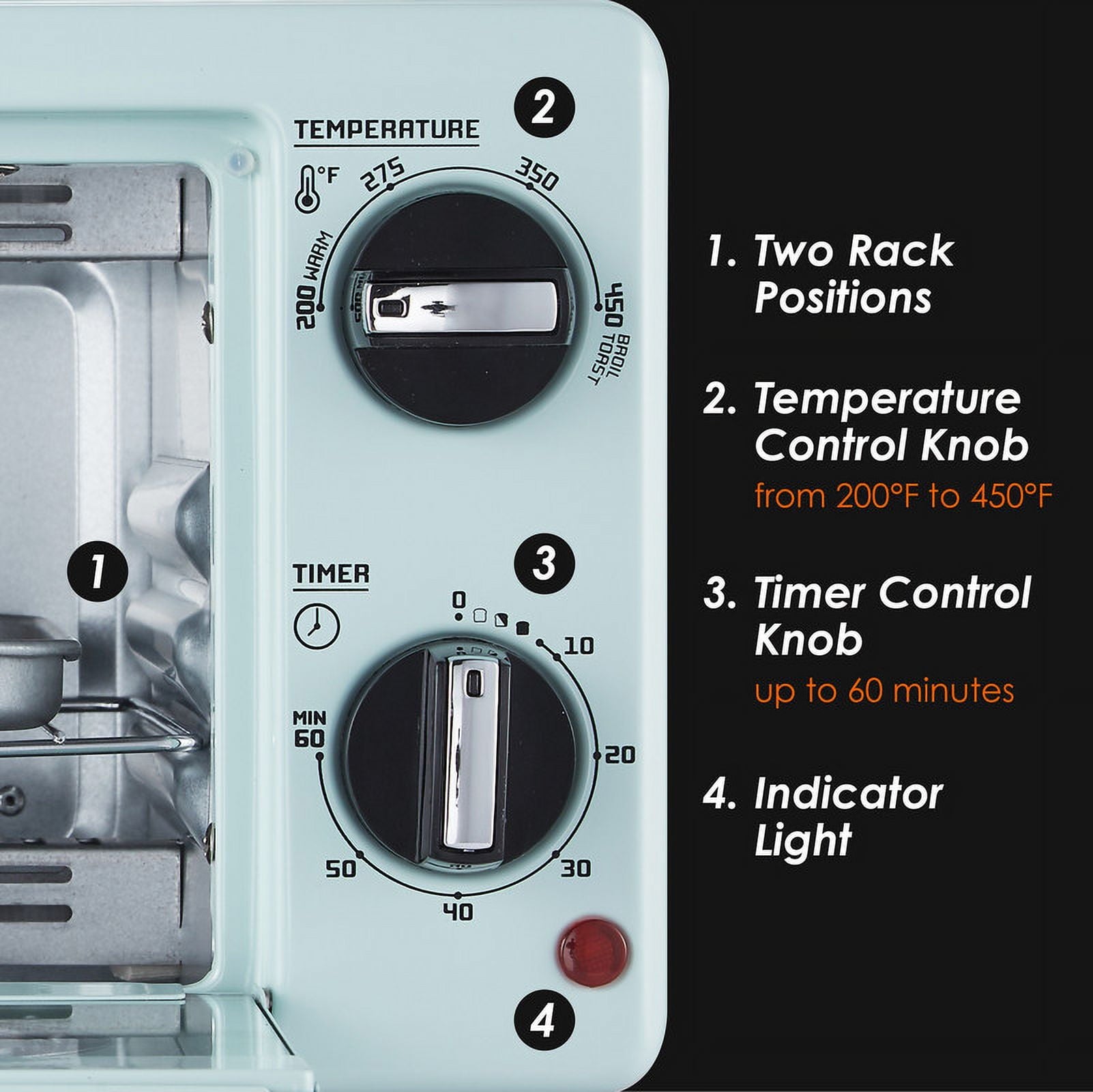Americana by Elite ETO517 Collection Retro 2-Slice Toaster Oven
