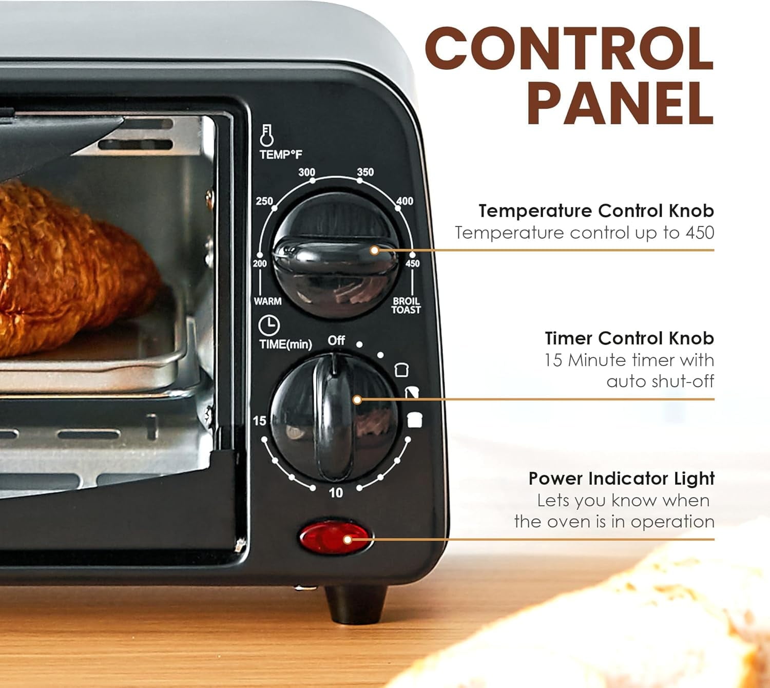 ETO236 Personal Compact 2 Slice Countertop Toaster Oven with 15 Minute Timer & Adjustable Temperature, Bake, Broil, & Toast, Black