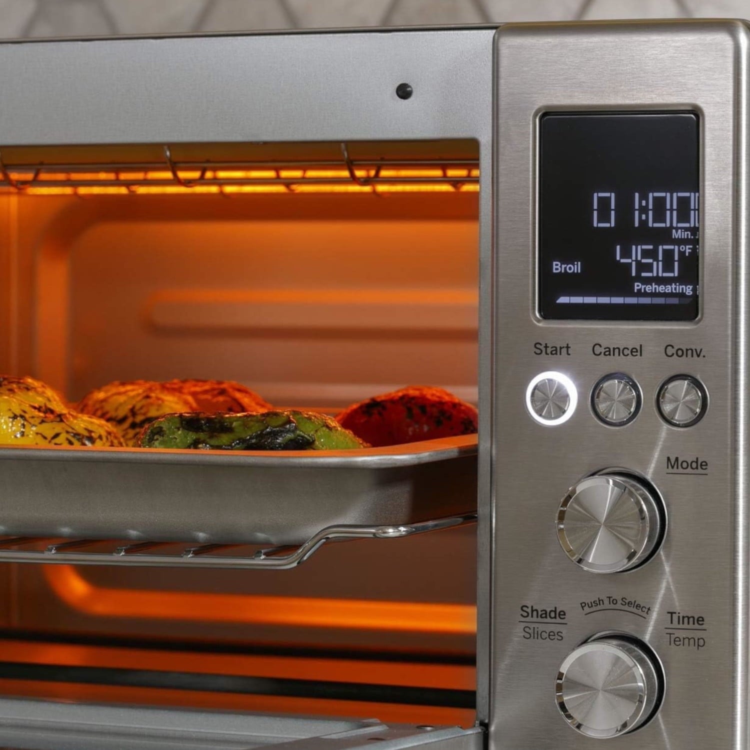 GE - Calrod 6-Slice Toaster Oven with Convection bake - Stainless Steel