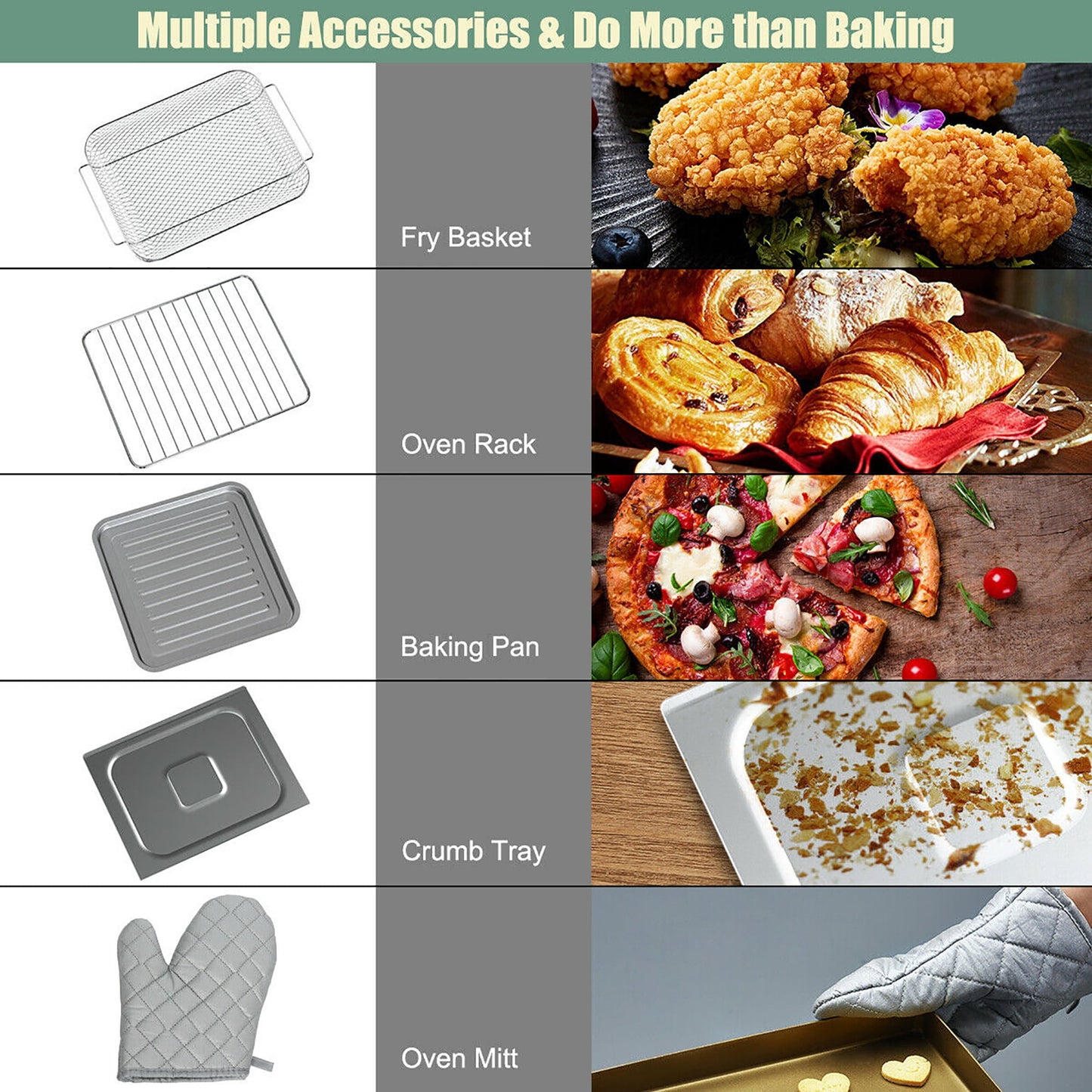 Costway 7-in-1 Air Fryer Toaster Oven 19 QT Dehydrate Convection Ovens w/ 5 Accessories