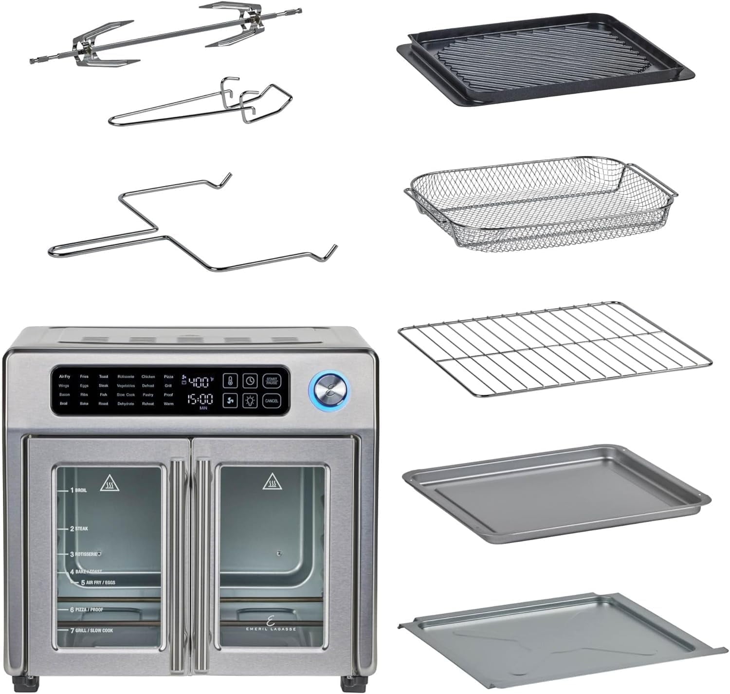 Emeril Lagasse French Door Air Fryer Toaster Oven Combo, 26QT, Stainless Steel, 4-00675-02X