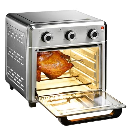 Panana Compact Airfryer Toaster Oven, 1400W 21QT with 6-in-1 Multifunctions and Wide Temperature Range, Air Fryer Oven with 60-Minute Timer/Auto-Off, Stainless Steel Countertop Ove