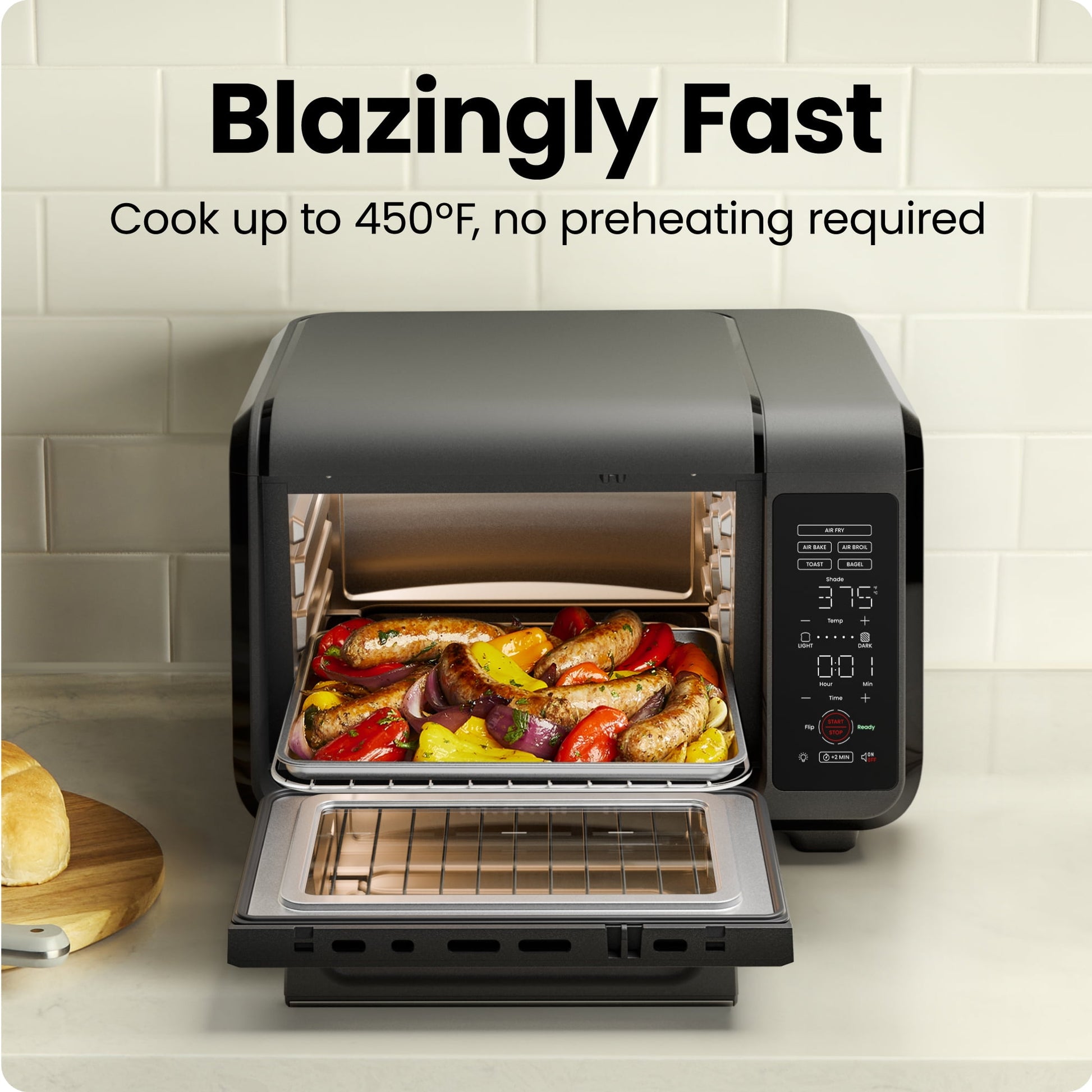Chefman EasyAir 15 Qt. Toaster Oven Air Fryer, 5 Cooking Functions & 450°F Max Temperature – Black