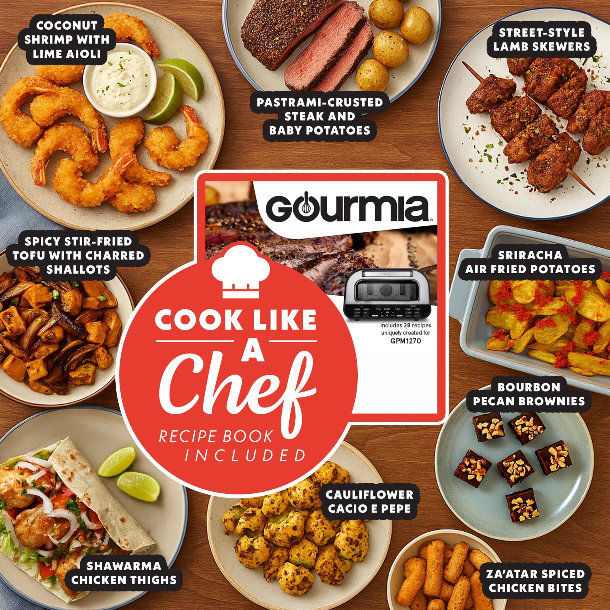 Gourmia GPM1270 All-In-One Pizza Oven, Toaster, and Air Fryer with 6 Pizza Presets and 7 Cooking Functions - Stainless Steel