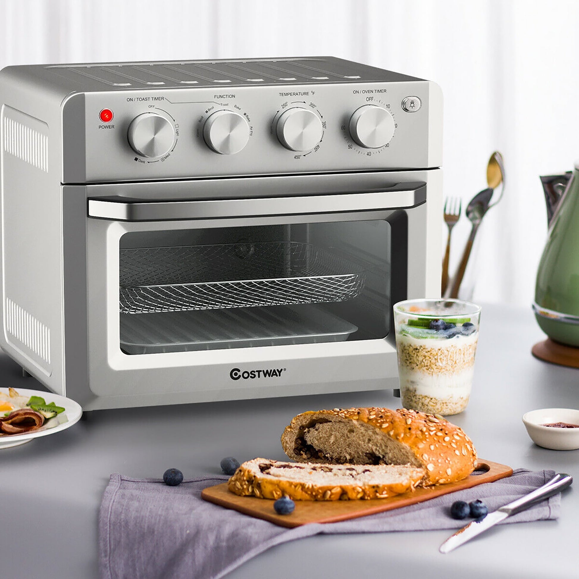 Costway 7-in-1 Air Fryer Toaster Oven 19 QT Dehydrate Convection Ovens w/ 5 Accessories