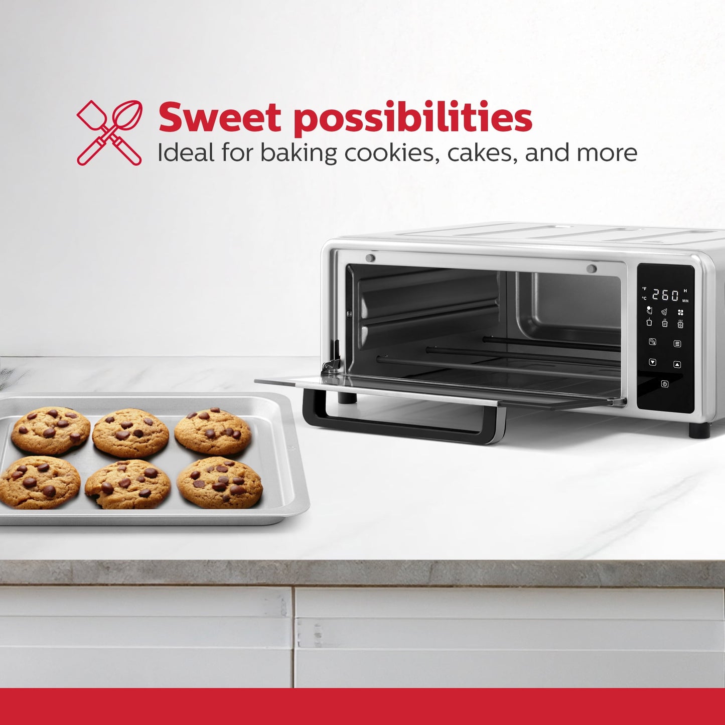 Holstein Housewares Pizza Air Fryer Oven 600°F – 12-Inch Countertop Convection Oven with Air Fryer, Bake, Toast, and Broil Functions, 1700W, Compact Design for Quick Meals, Stainless Steel