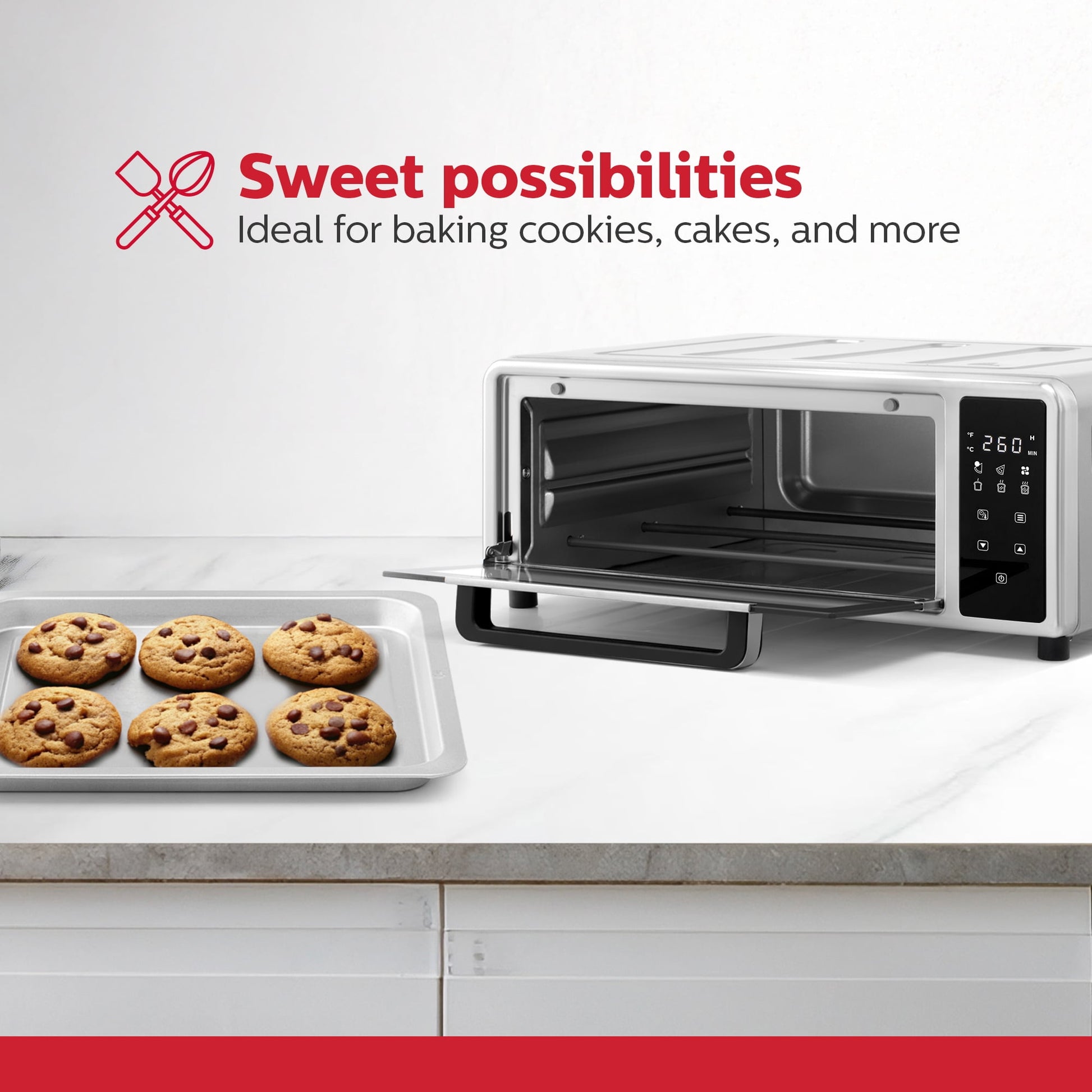 Holstein Housewares Pizza Air Fryer Oven 600°F – 12-Inch Countertop Convection Oven with Air Fryer, Bake, Toast, and Broil Functions, 1700W, Compact Design for Quick Meals, Stainless Steel