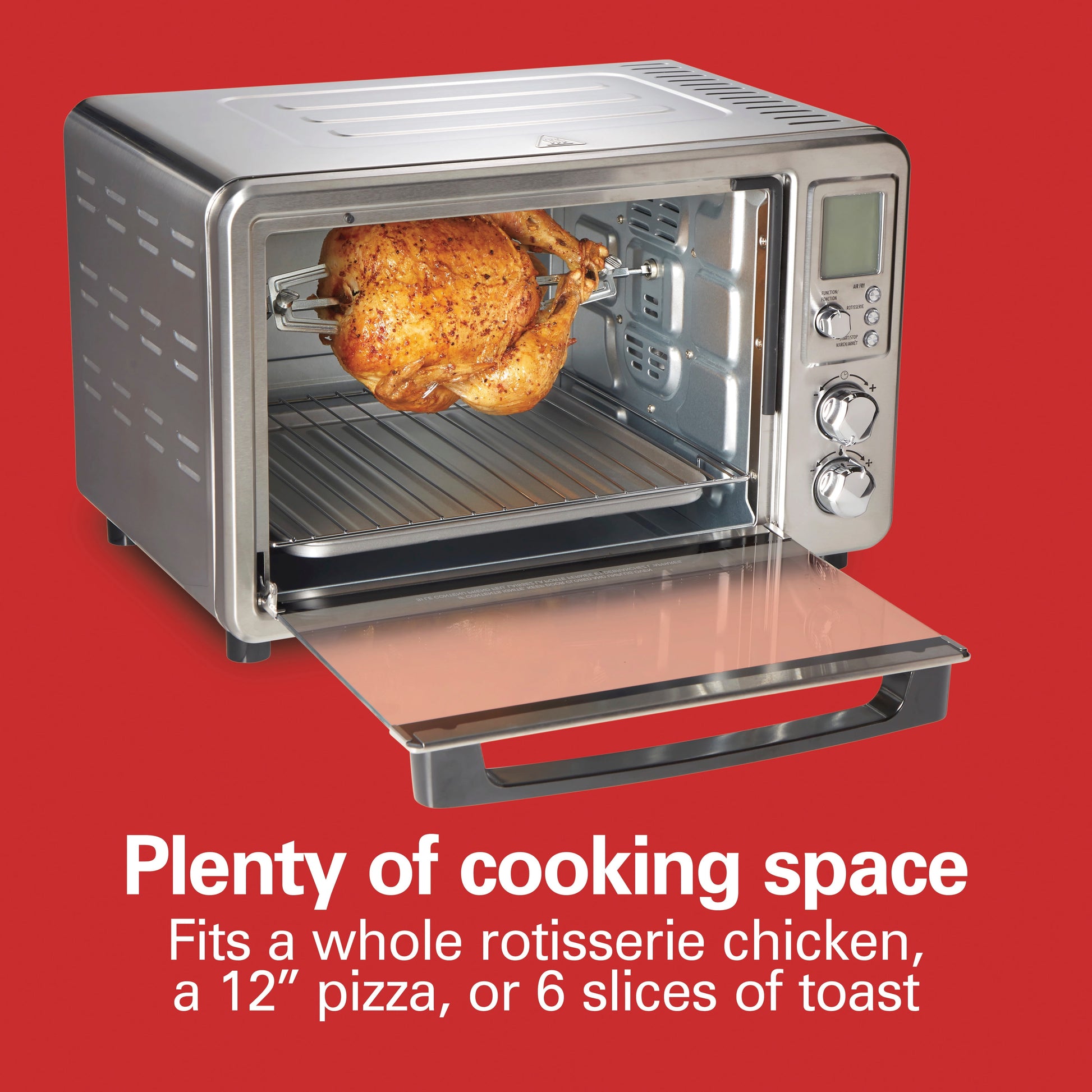 Restored Hamilton Beach Sure-Crisp Digital Air Fryer Toaster Oven with Rotisserie (Refurbished)