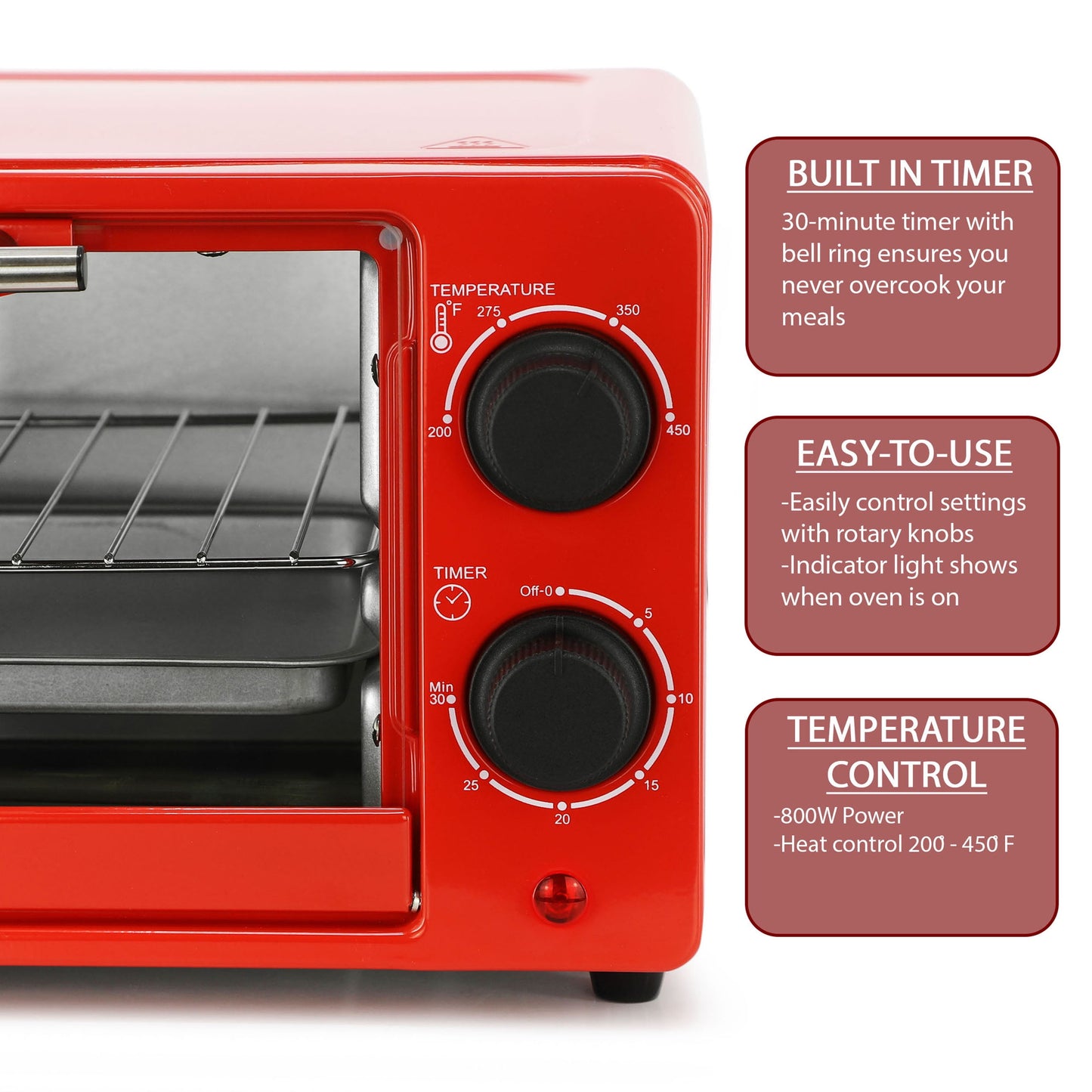 MegaChef 9 Quart Electric Counter Top Toaster Oven in Candy Red