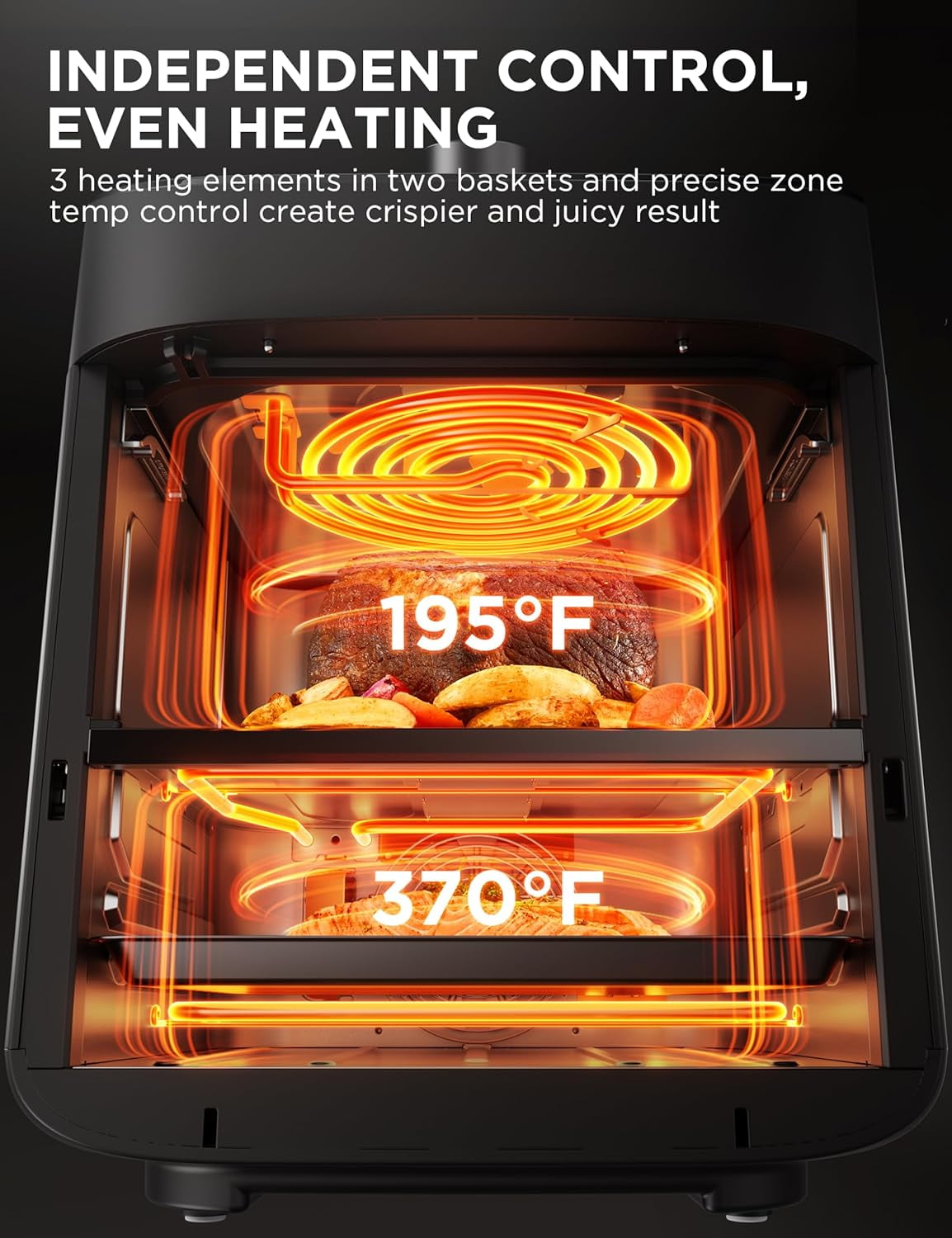 Midea 11 Quart 8-in-1 Two-Zone Air Fryer Oven with Sync Finish Cooking